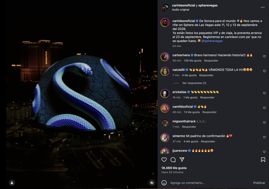 Carin León se presentará en la Sphere de Las Vegas